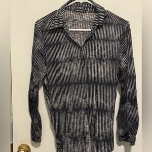 David Cline Men's Black and White Striped Shirt